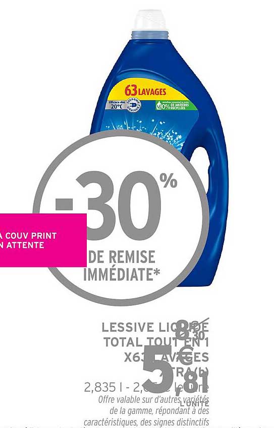 LESSIVE LIQUIDE TOTAL TOUT EN 1 X6 63 LAVAGES