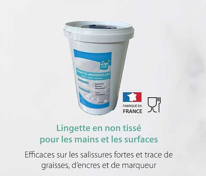 Lingette en non tissé pour les mains et les surfaces
