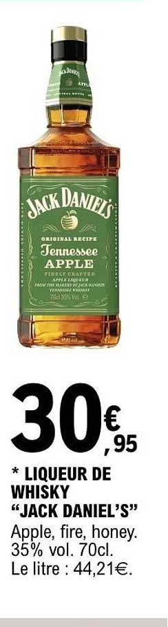 LIQUEUR DE WHISKY “JACK DANIEL’S” Apple, fire, honey. 35% vol. 70cl.