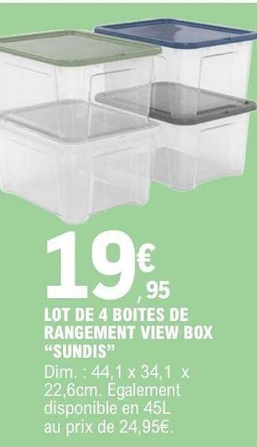 LOT DE 4 BOITES DE RANGEMENT VIEW BOX “SUNDIS”