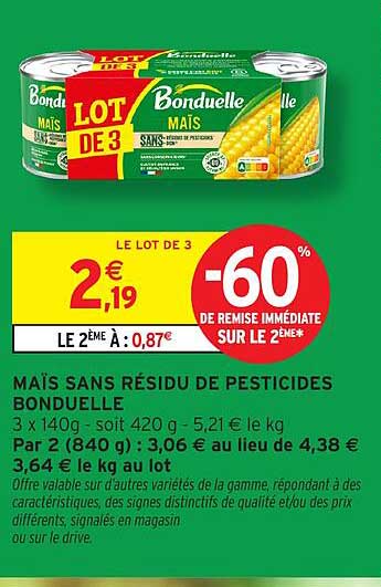 MAÏS SANS RÉSIDU DE PESTICIDES BONDUELLE