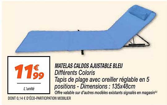MATELAS CALDOS AJUSTABLE BLEU