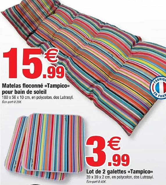 Matelas floconné «Tampico» pour bain de soleil