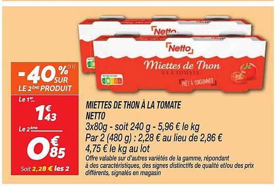 MIETTES DE THON À LA TOMATE NETTO