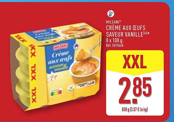 Milsani Crème aux œufs saveur vanille[a]* 8 x 100 g.