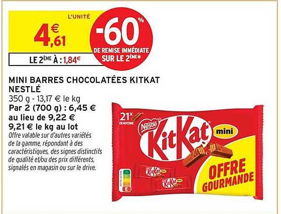 MINI BARRES CHOCOLATÉES KITKAT NESTLÉ
