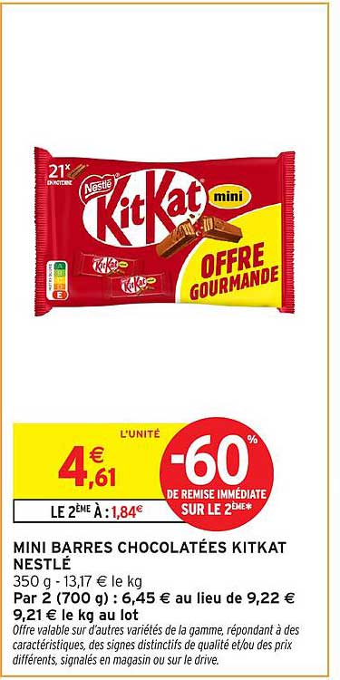 MINI BARRES CHOCOLATÉES KITKAT NESTLÉ