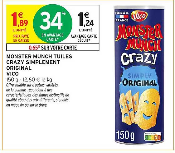MONSTER MUNCH TUILES CRAZY SIMPLEMENT ORIGINAL VICO