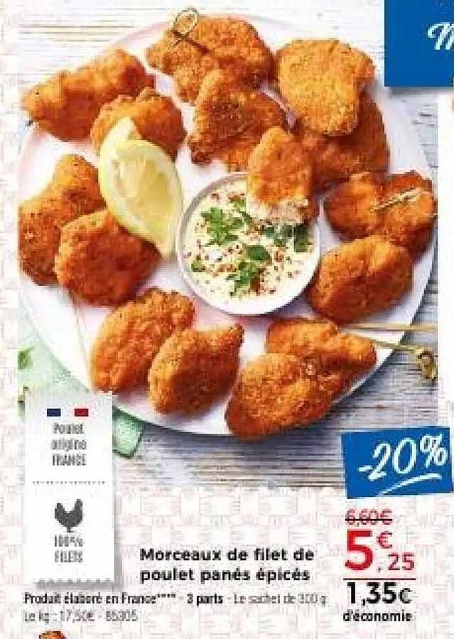 Morceaux de filet de poulet panés épicés
