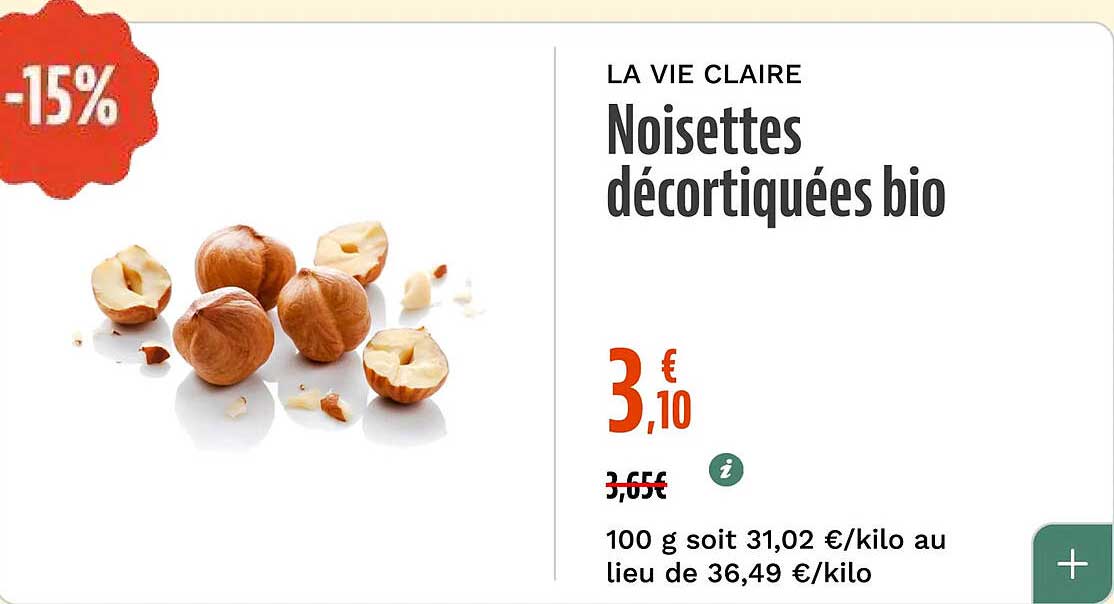 Noisettes décortiquées bio