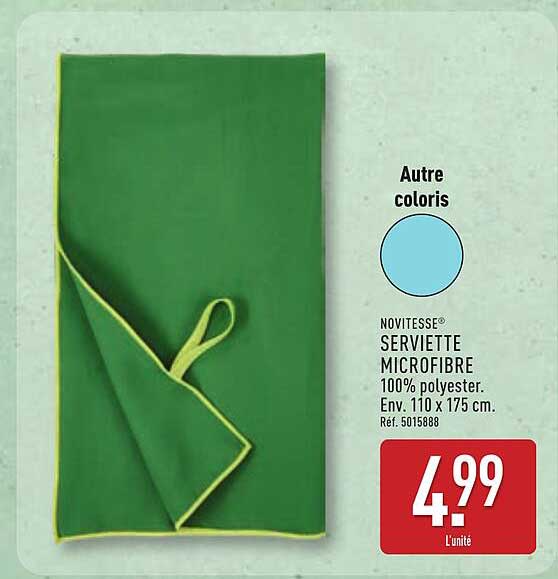 NOUVITESS® SERVIETTE MICROFIBRE 100% polyester. Env. 110 x 175 cm. Réf. 5015888