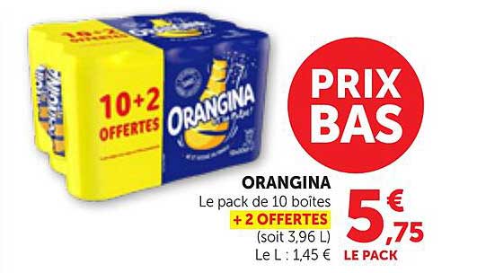 ORANGINA Le pack de 10 boîtes + 2 OFFERTES