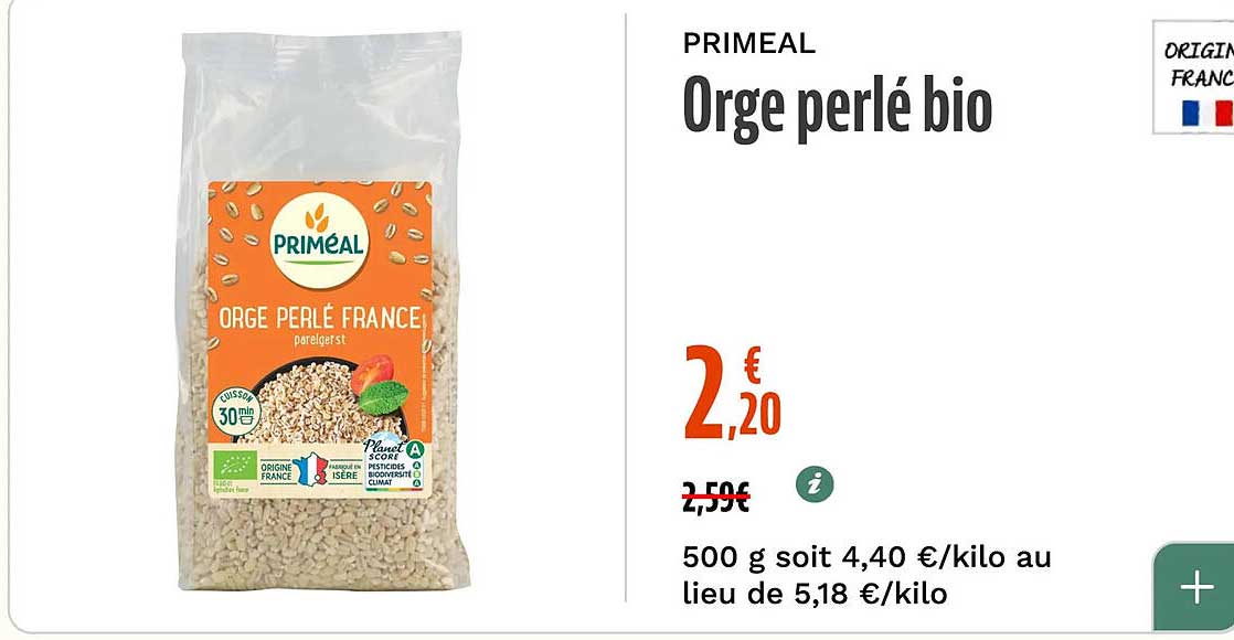 Orge perl&eacute; bio