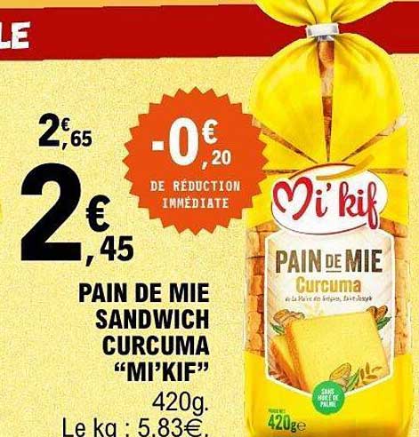 PAIN DE MIE SANDWICH CURCUMA “MI’KIF” 420g.