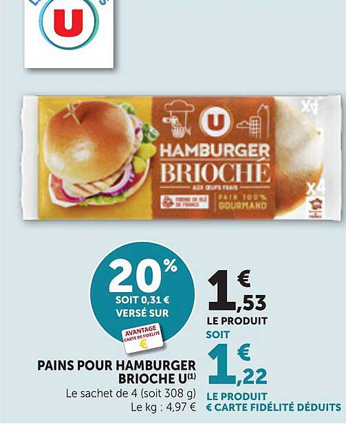 PAINS POUR HAMBURGER BRIOCHE U