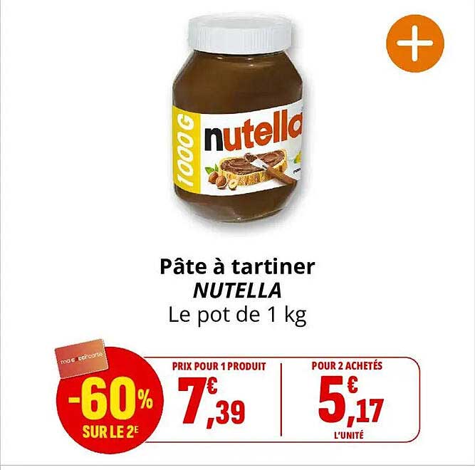 Pâte à tartiner NUTELLA Le pot de 1 kg