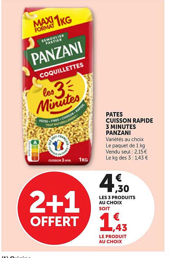 PATES CUISSON RAPIDE 3 MINUTES PANZANI