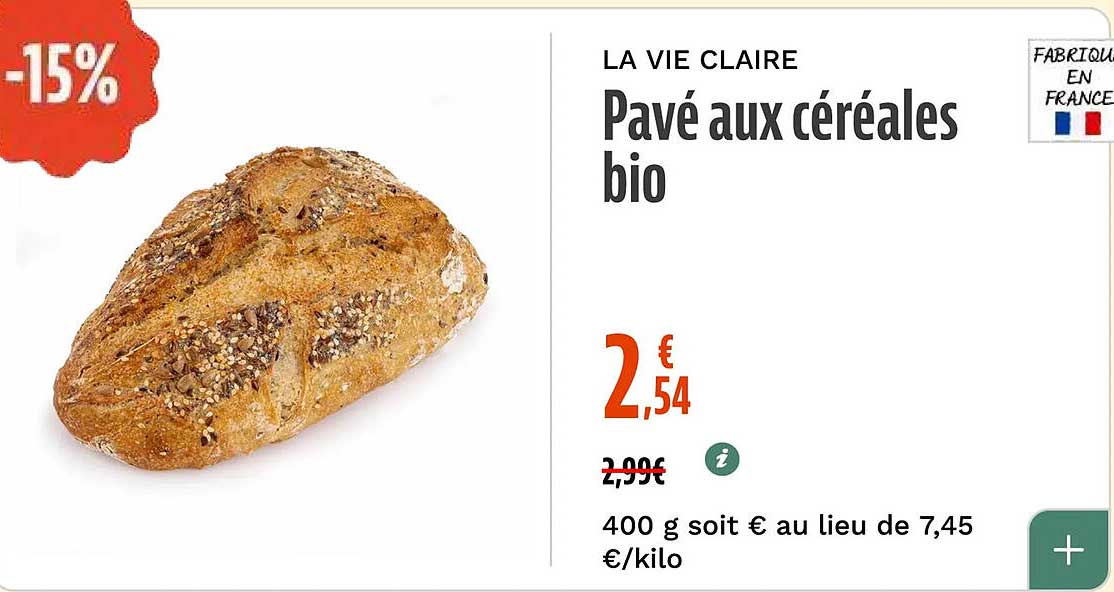 Pavé aux céréales bio