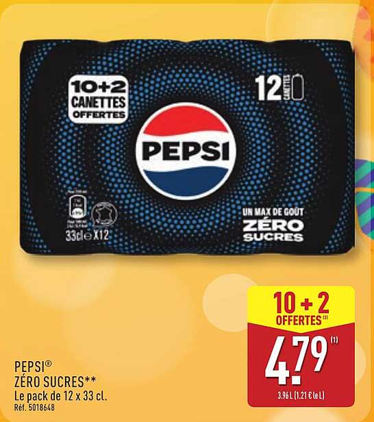 PEPSI® ZÉRO SUCRES** Le pack de 12 x 33 cl.