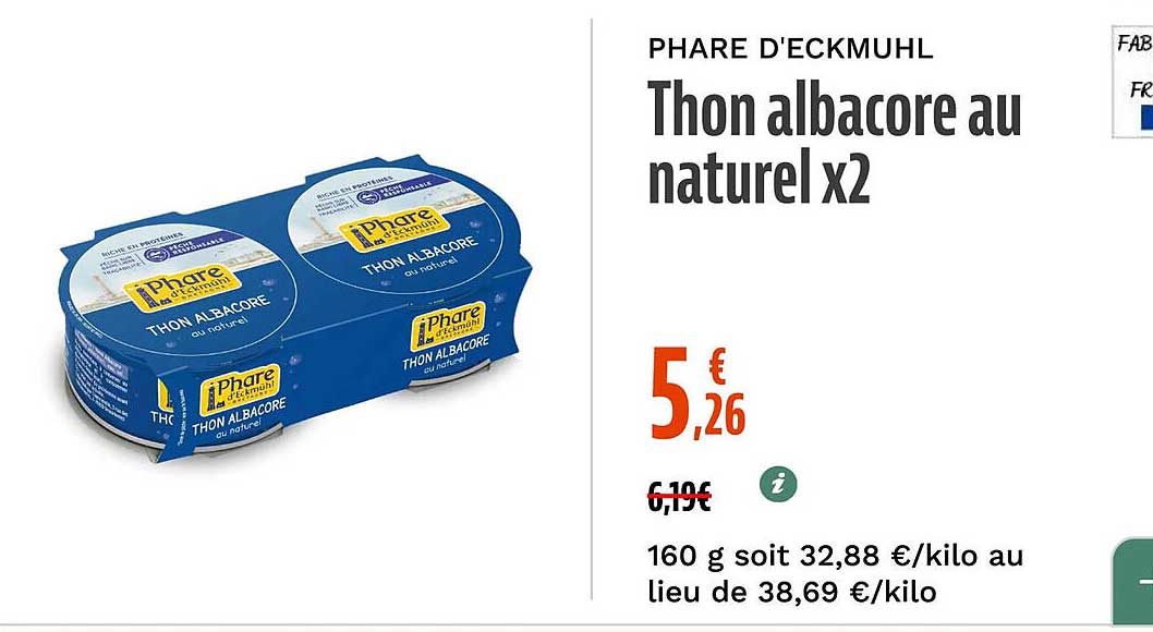 PHARE D'ECKMUL Thon albacore au naturel x2