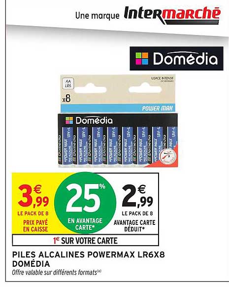 PILES ALCALINES POWERMAX LR6X8 DOMEDIA