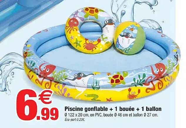 Piscine gonflable + 1 bouée + 1 ballon