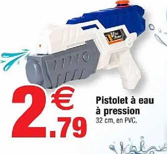 Pistolet à eau à pression 32 cm, en PVC.