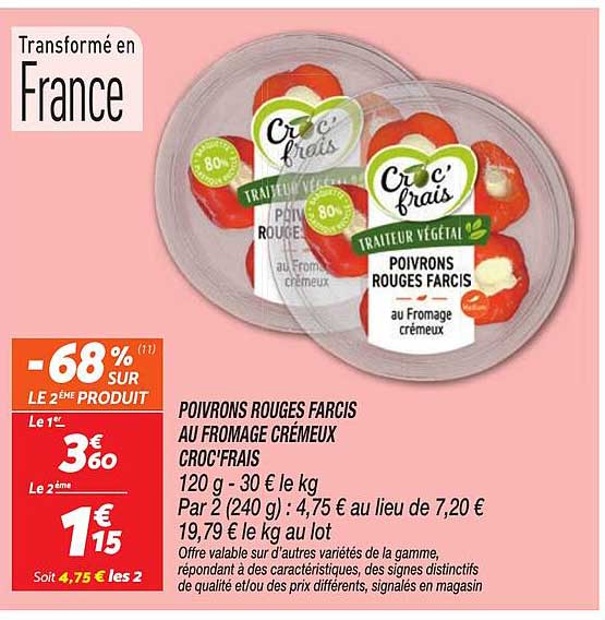 POIVRONS ROUGES FARCIS AU FROMAGE CRÉMEUX CROC’FRAIS