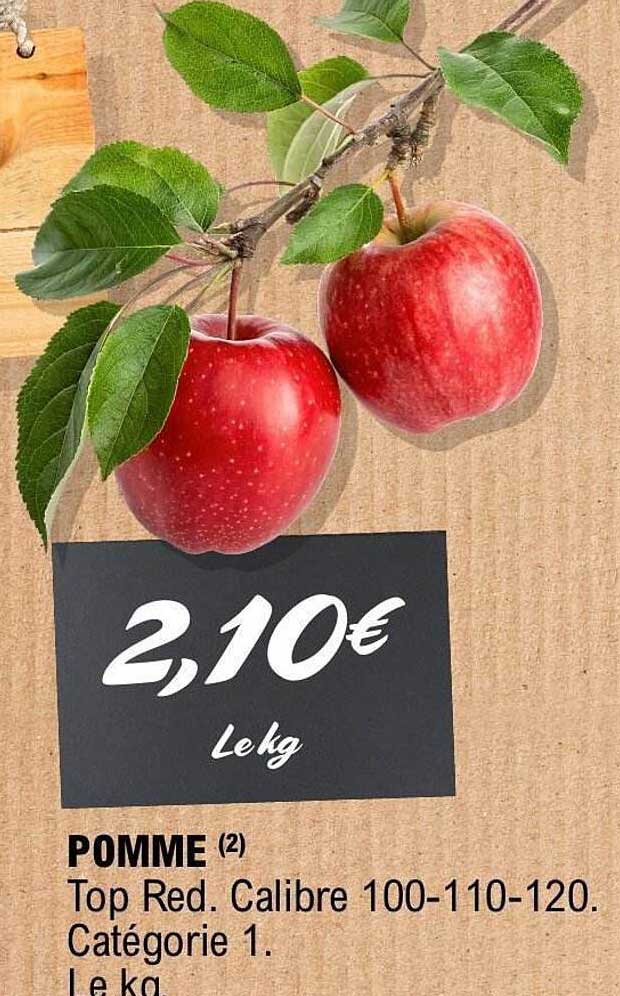 POMME (2) Top Red. Calibre 100-110-120. Catégorie 1. Le kg