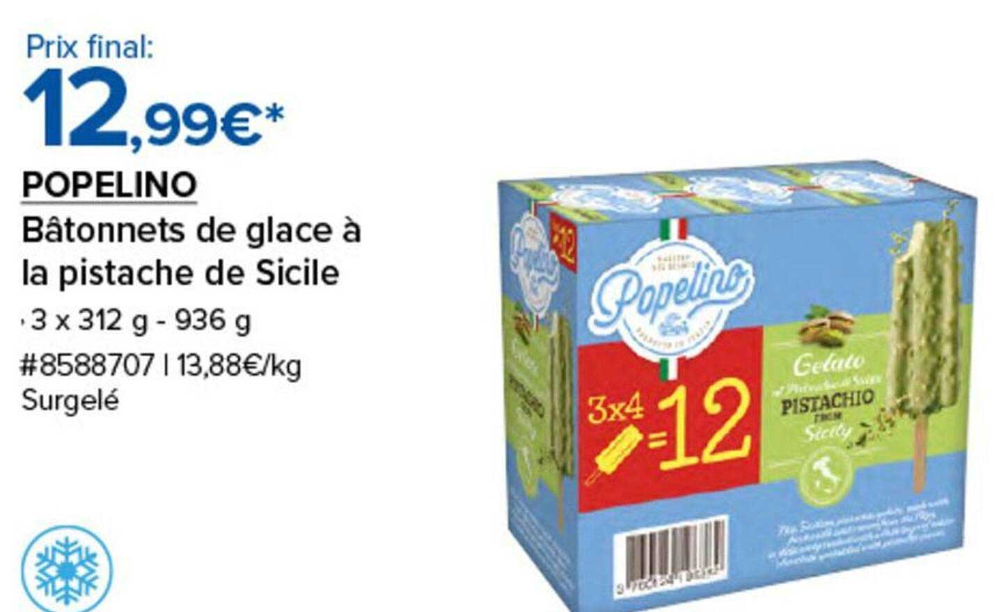 POPELINO Bâtonnets de glace à la pistache de Sicile
