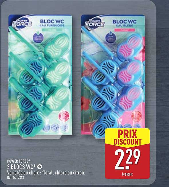 POWER FORCE 3 BLOCS WC* - Variétés au choix : floral, chlore ou citron.