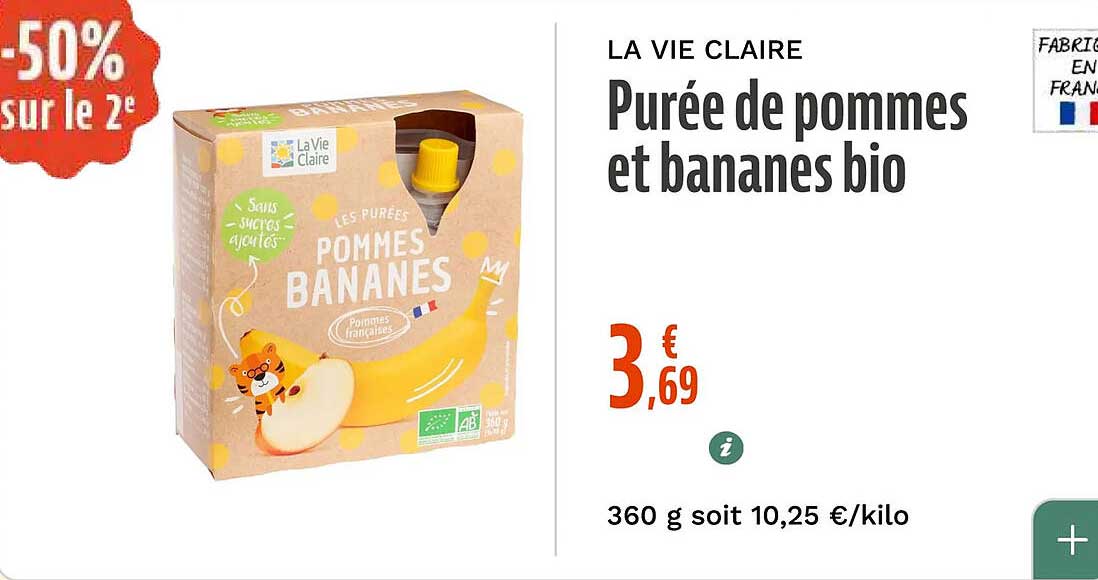 Purée de pommes et bananes bio