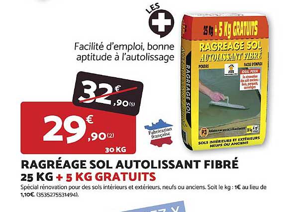 RAGRÉAGE SOL AUTOLISSANT FIBRÉ 25 KG + 5 KG GRATUITS
