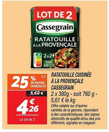 RATATOUILLE CUISINÉE À LA PROVENÇALE CASSEGRAIN