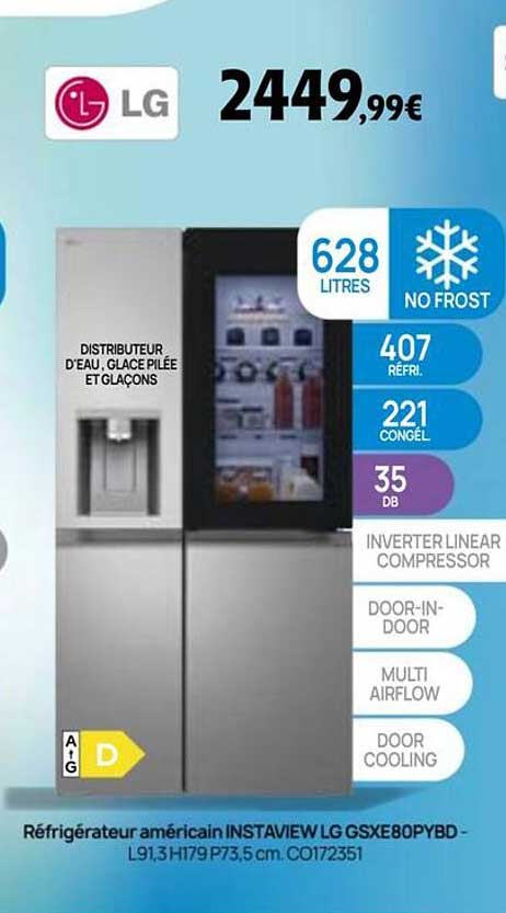 Réfrigérateur américain INSTAVIEW LG GSXE80PYBD -