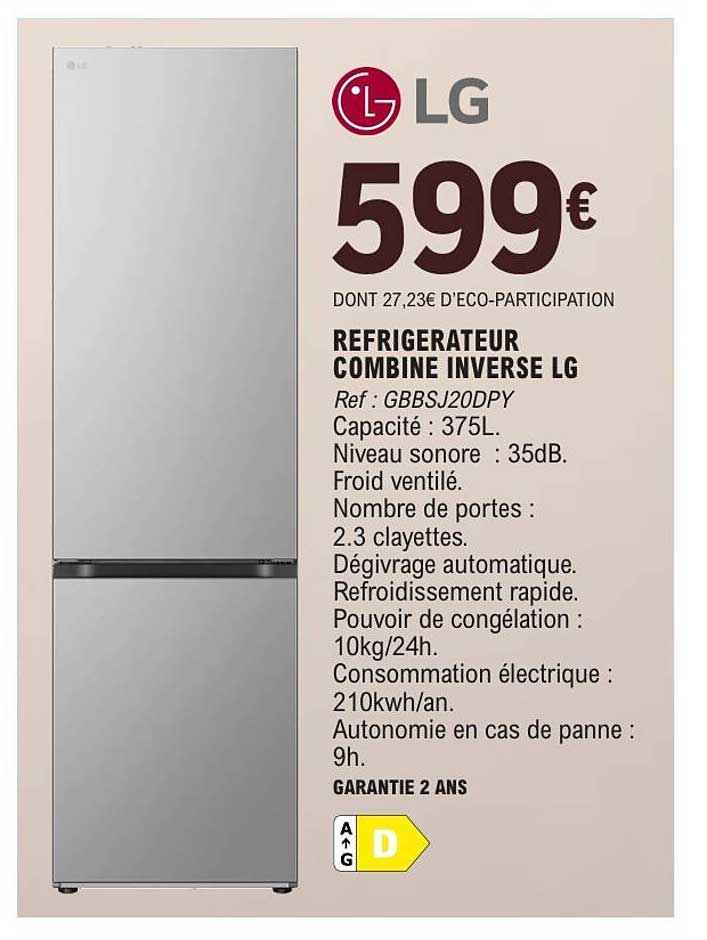 REFRIGERATEUR COMBINE INVERSE LG