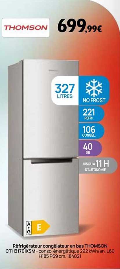 Réfrigérateur congélateur en bas THOMSON CTH3170IXSM