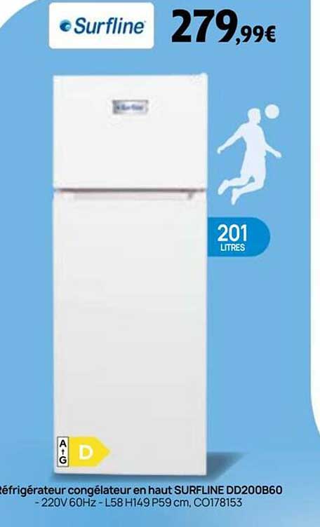 Réfrigérateur congélateur en haut SURFLINE DD200B60