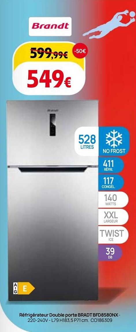 Réfrigérateur Double porte BRADT BFD8580NX