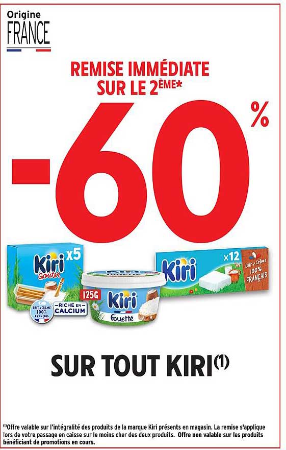 Remise immédiate sur le 2ème* -60% sur tout Kiri