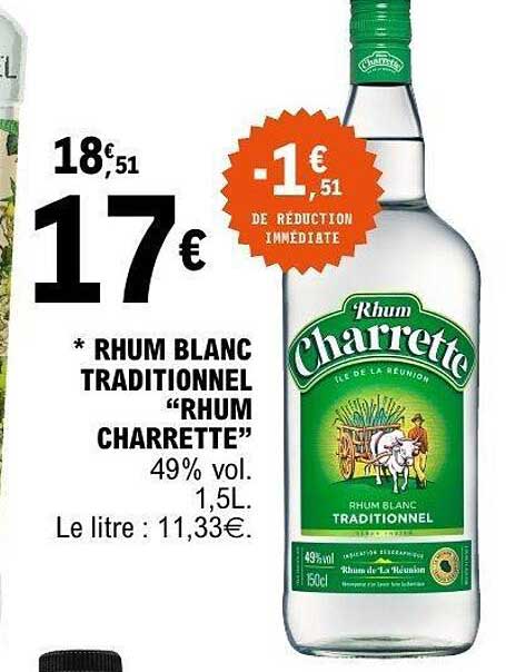Rhum blanc traditionnel “Rhum Charrette”