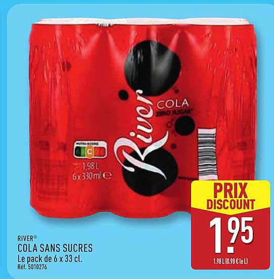 RIVER COLA SANS SUCRES Le pack de 6 x 33 cl.