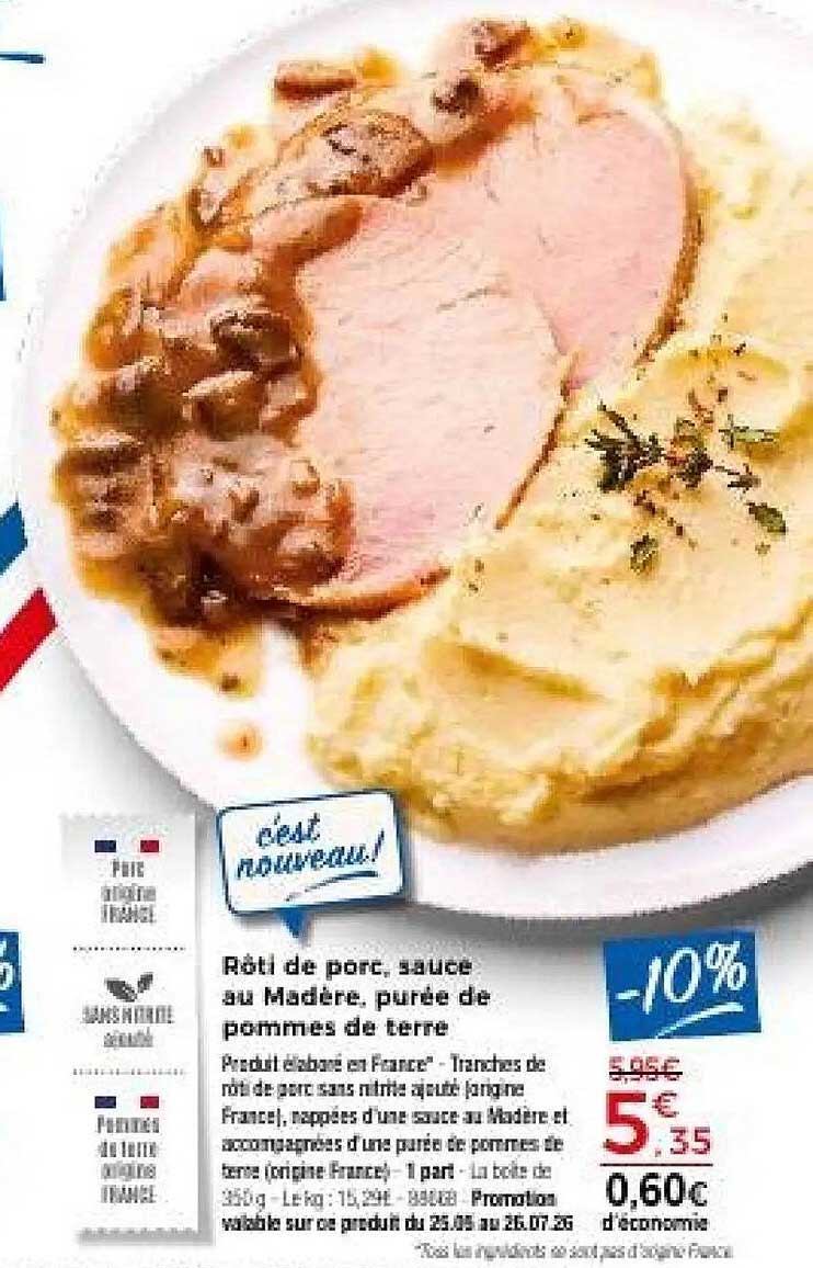 Rôti de porc, sauce au Madère, purée de pommes de terre
