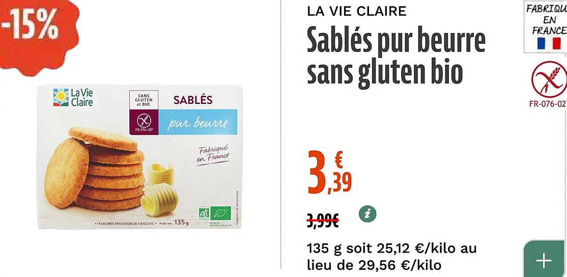 Sablés pur beurre sans gluten bio