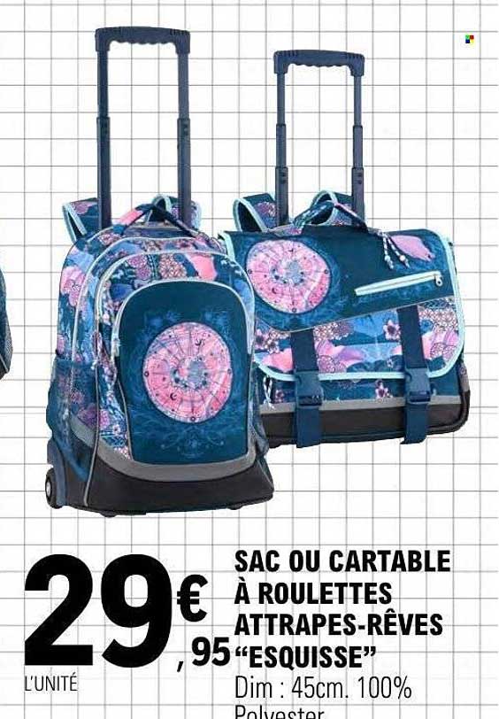 SAC OU CARTABLE À ROULETTES ATTRAPES-RÊVES “ESQUISSE”