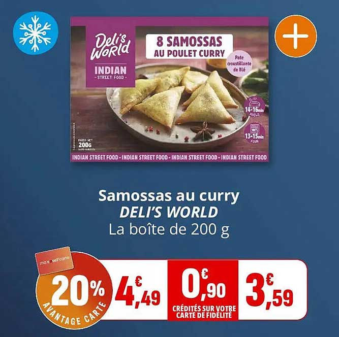 Samossas au curry DELI'S WORLD La boîte de 200 g