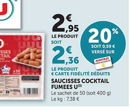 SAUCISSES COCKTAIL FUMEES U