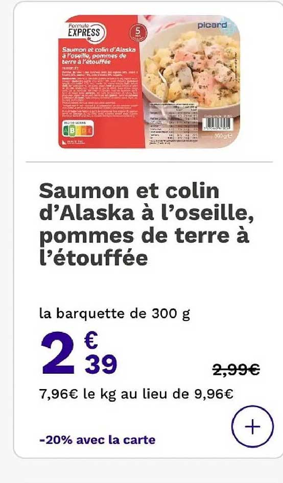 Saumon et colin d’Alaska à l’oseille, pommes de terre à l’étouffée