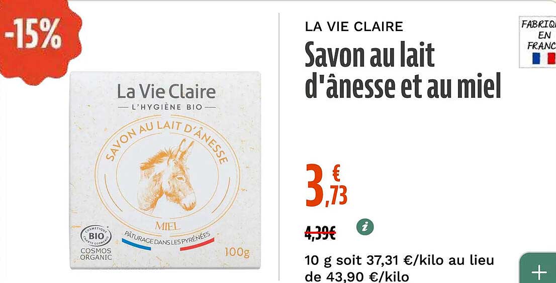 Savon au lait d'ânesse et au miel