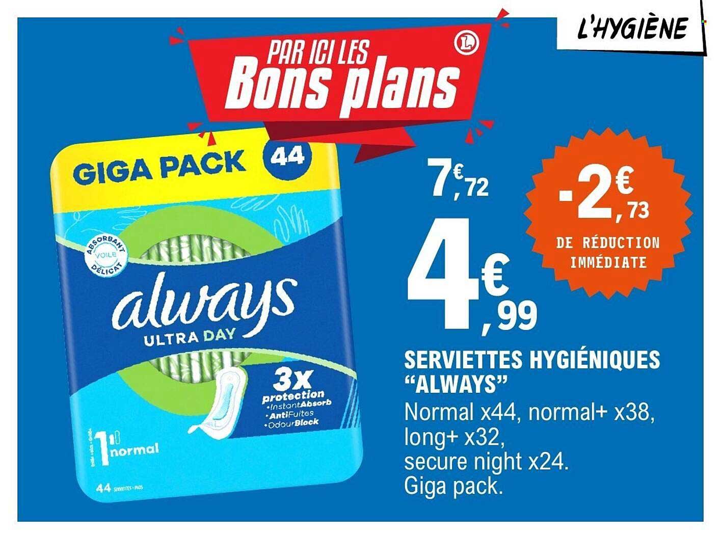 SERVIETTES HYGIÉNIQUES “ALWAYS”